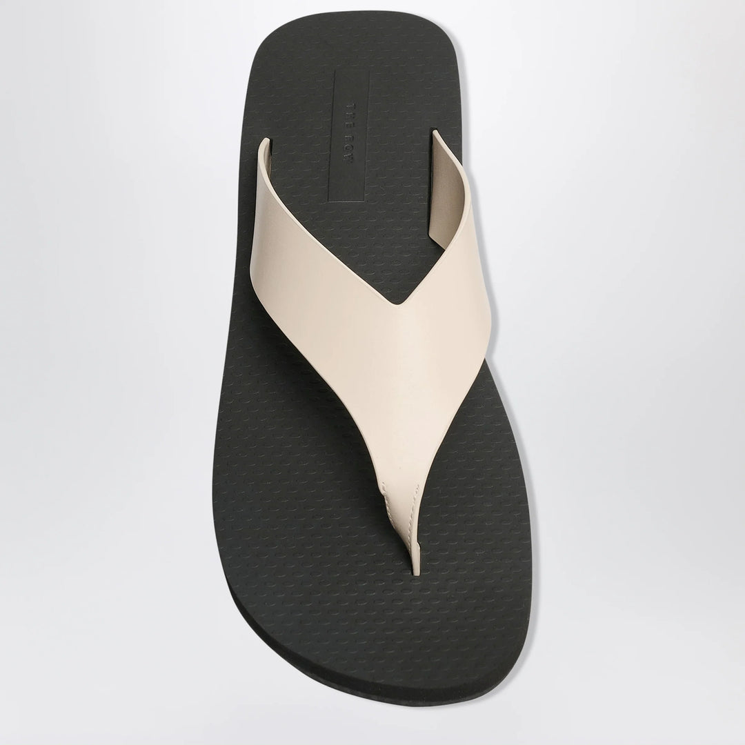 The Row - Ginza calfskin leather thong sandal in ivory/black