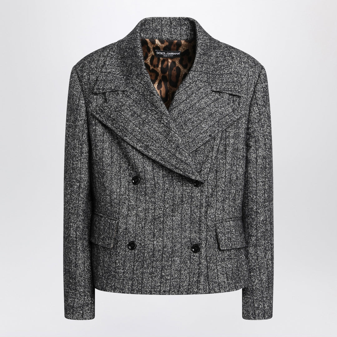 Dolce&amp;Gabbana - Dark grey short oversized striped jacket