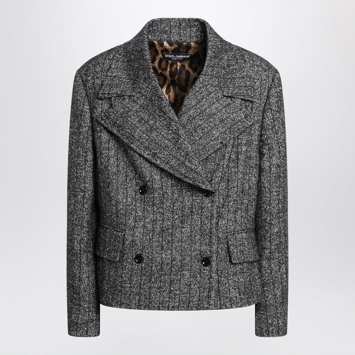Dolce&amp;Gabbana - Dark grey short oversized striped jacket