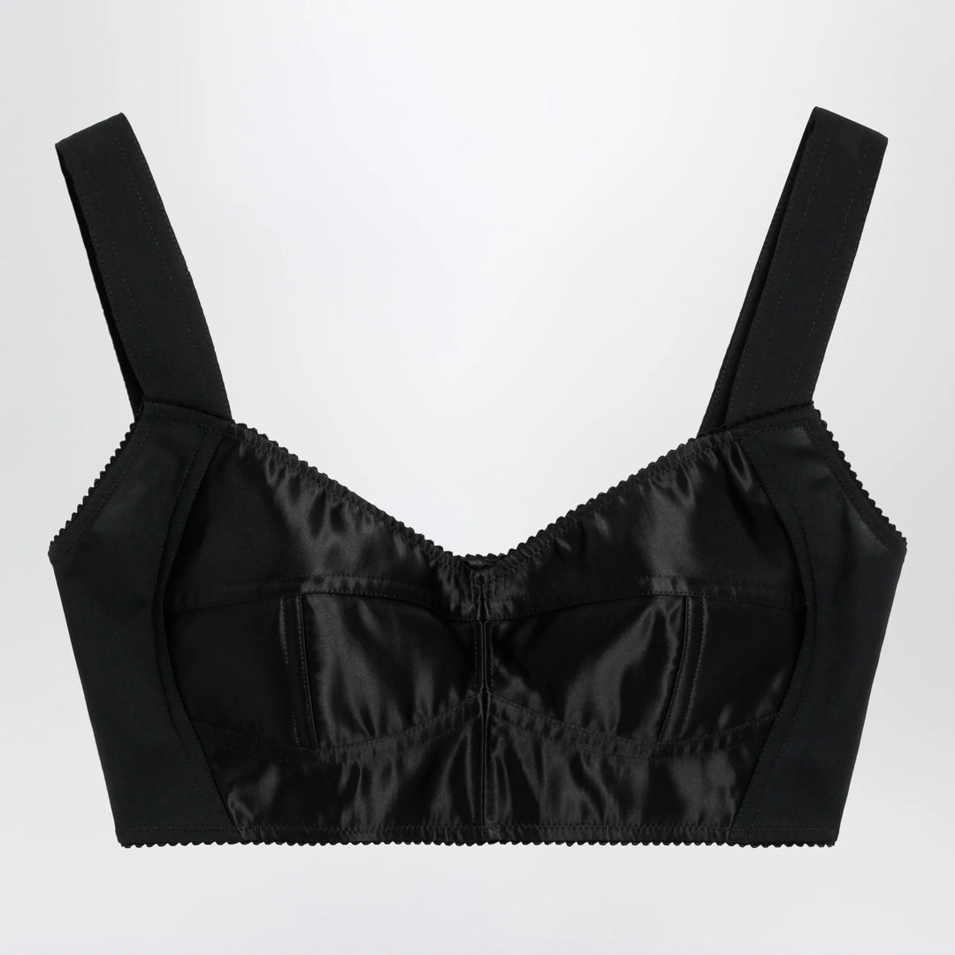 Dolce&amp;Gabbana - Satin corset-style crop bustier in black