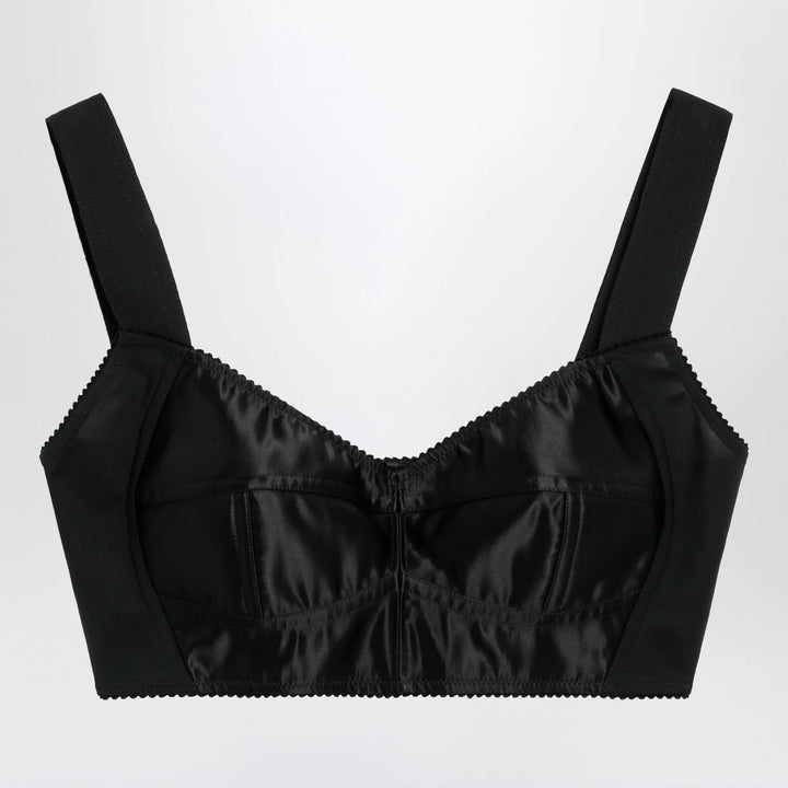 Dolce&amp;Gabbana - Satin corset-style crop bustier in black
