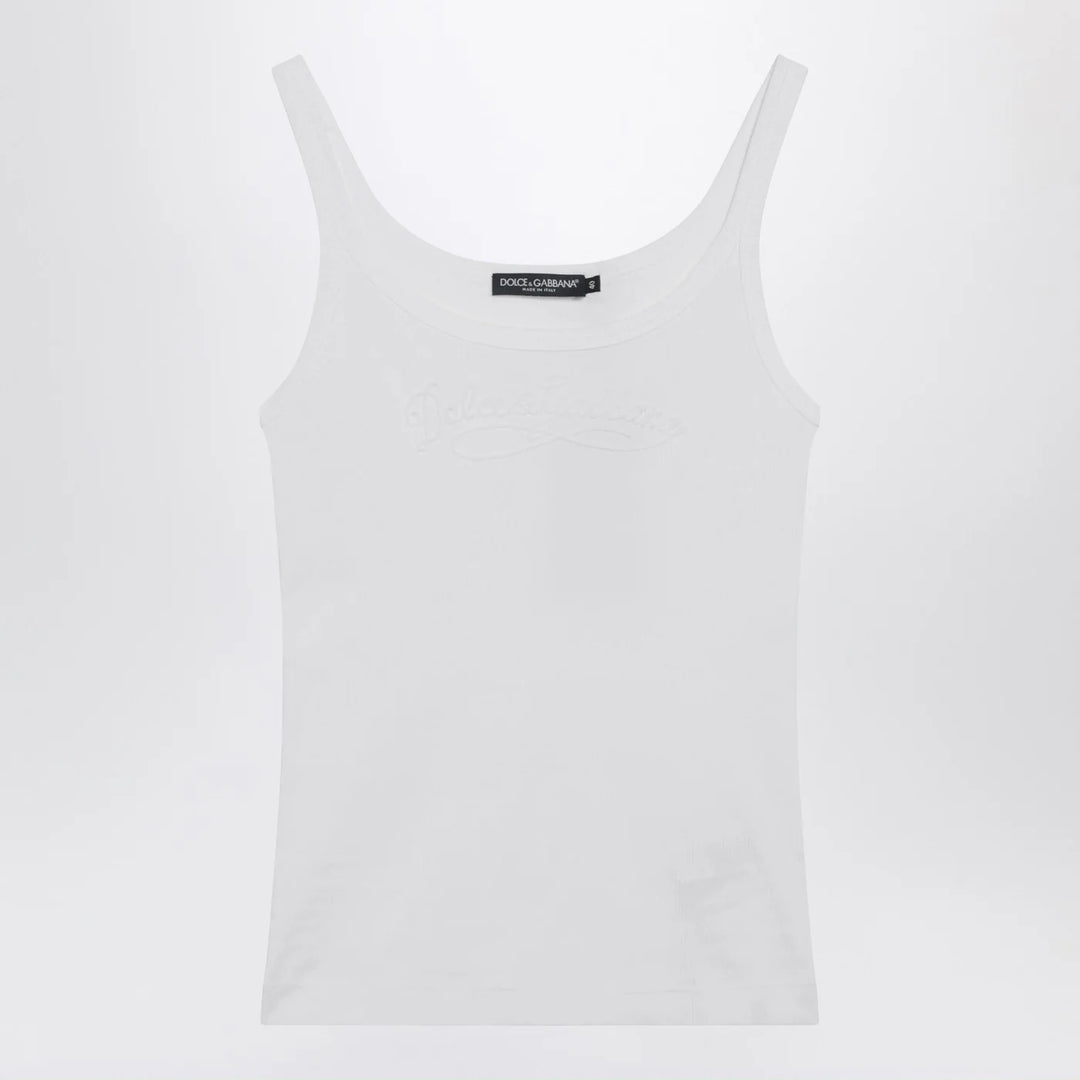 Dolce&amp;Gabbana - White tank top with logo embroidery