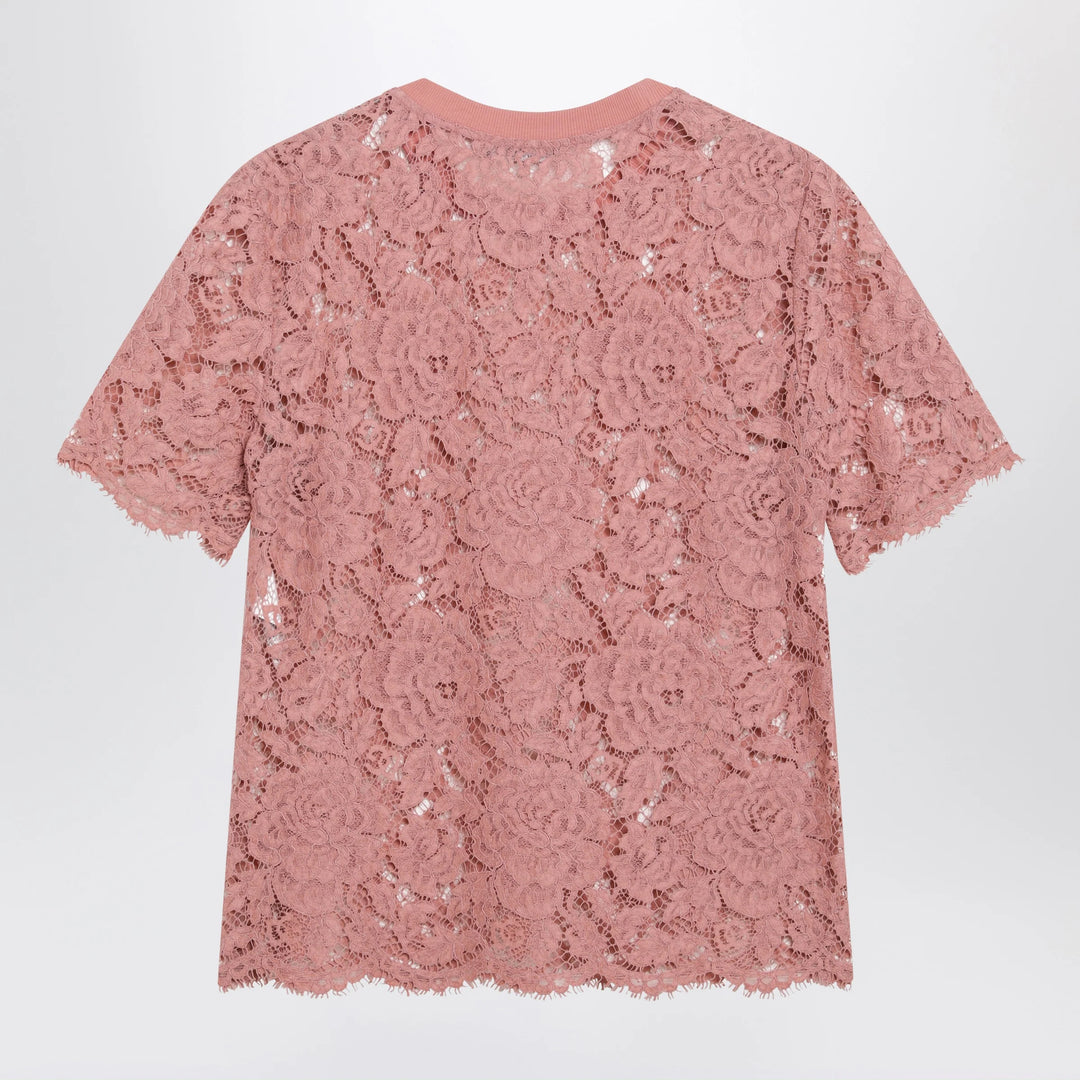 Dolce&amp;Gabbana - Short-sleeve T-shirt in pink corded lace