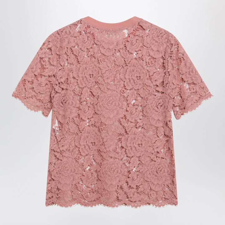 Dolce&amp;Gabbana - Short-sleeve T-shirt in pink corded lace
