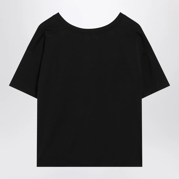 LouLou De Saison - Black cotton V-neck T-shirt