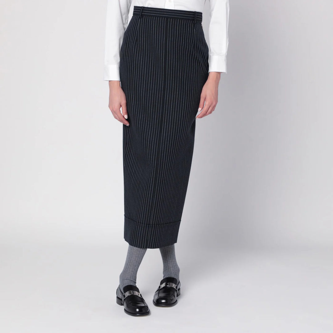 Thom Browne - Navy blue pinstriped pencil skirt