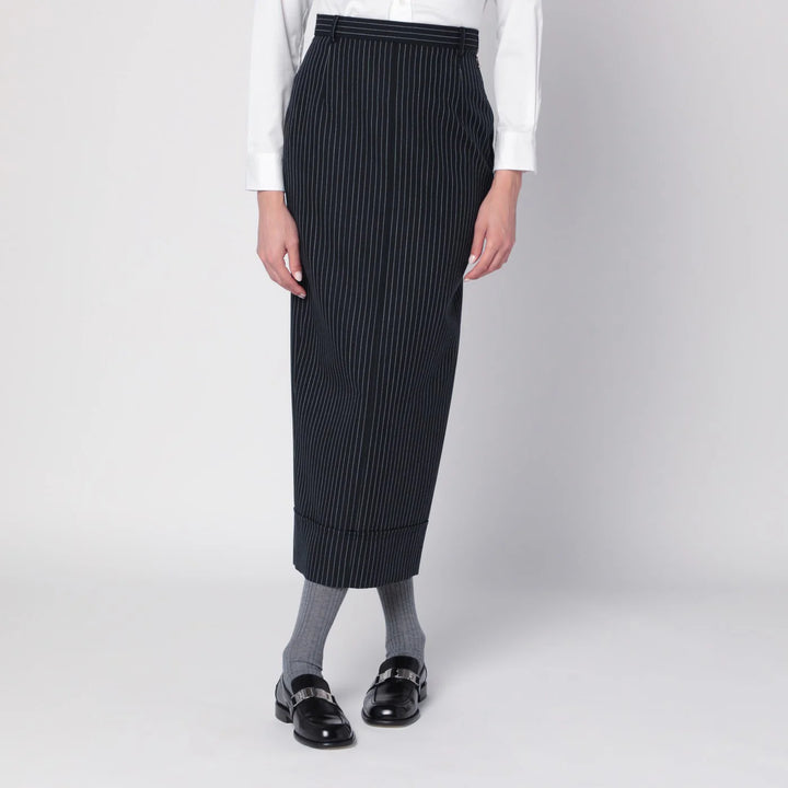 Thom Browne - Navy blue pinstriped pencil skirt