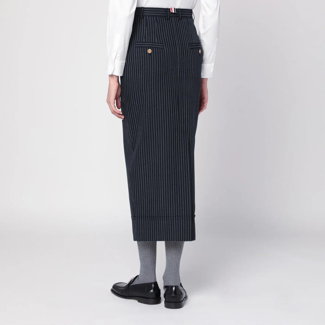 Thom Browne - Navy blue pinstriped pencil skirt Brand Skirts 42  IT