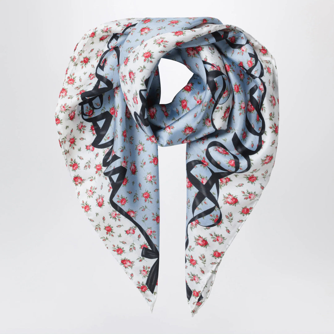 Dolce&amp;Gabbana - Roselline printed silk twill scarf 90x90 cm, light blue