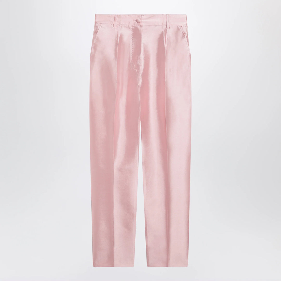 Dolce&amp;Gabbana - Silk shantung cigarette trousers in candy pink