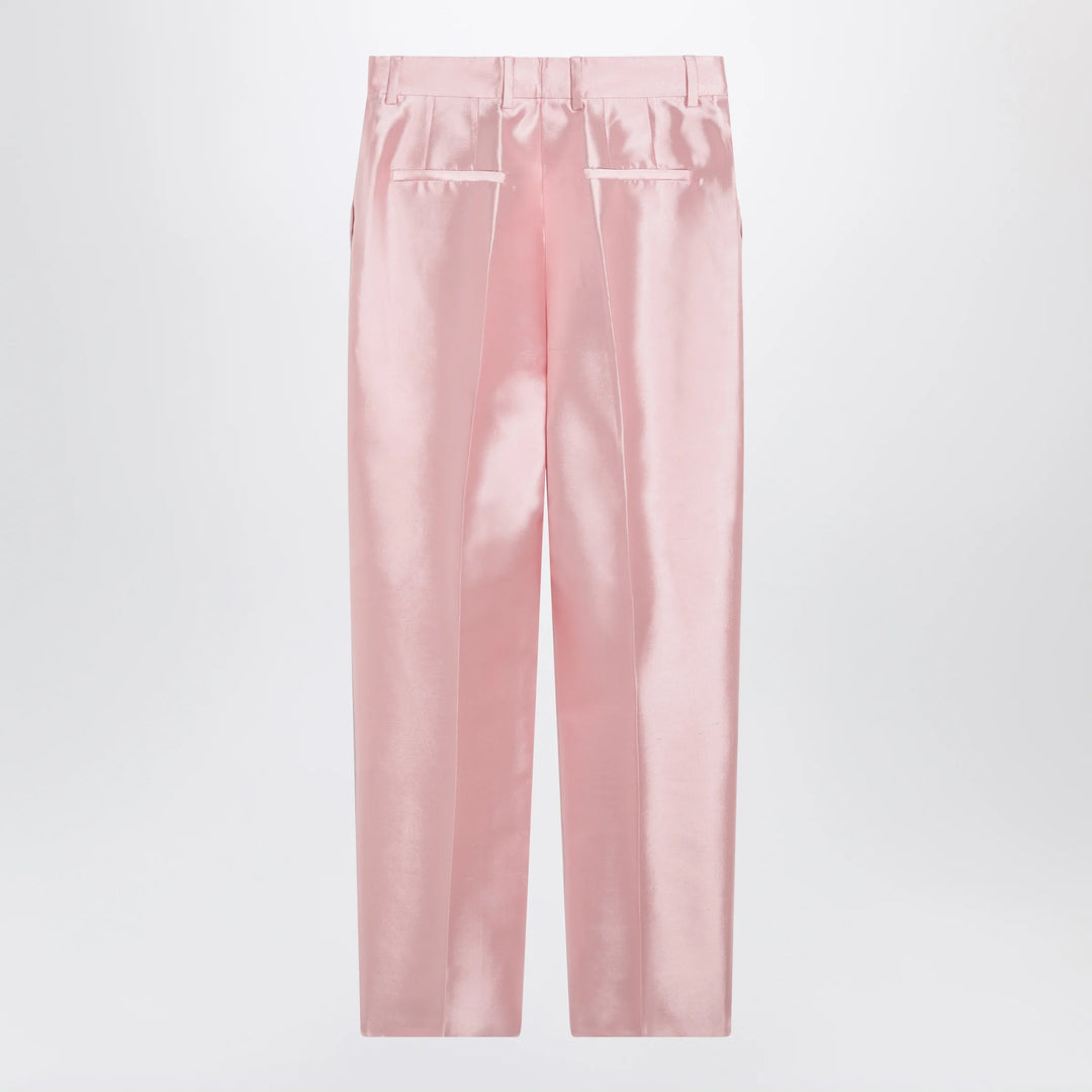 Dolce&amp;Gabbana - Silk shantung cigarette trousers in candy pink