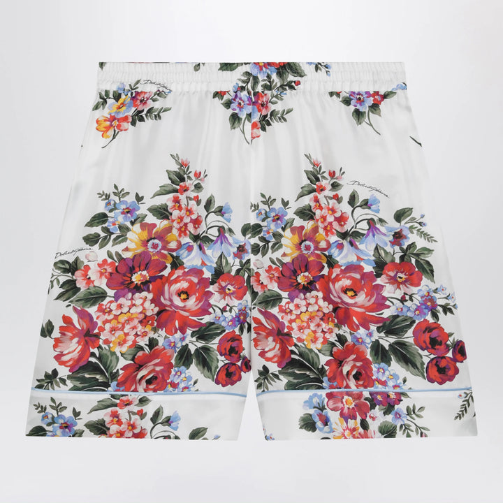 Dolce&amp;Gabbana - Vanity bermuda shorts in silk twill, white floral print