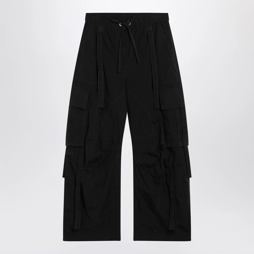 Dolce&amp;Gabbana - Black waxed faille cargo trousers