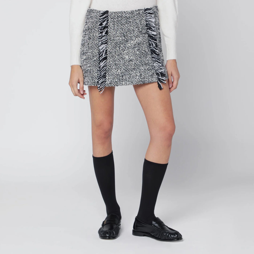 Durazzi Milano - Black/white patterned wool-blend mini skirt