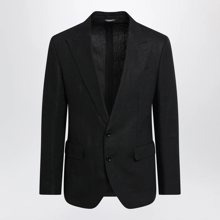 Dolce&amp;Gabbana - Single-breasted jacket in black linen canvas