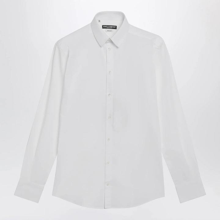 Dolce&amp;Gabbana - White stretch poplin gold shirt