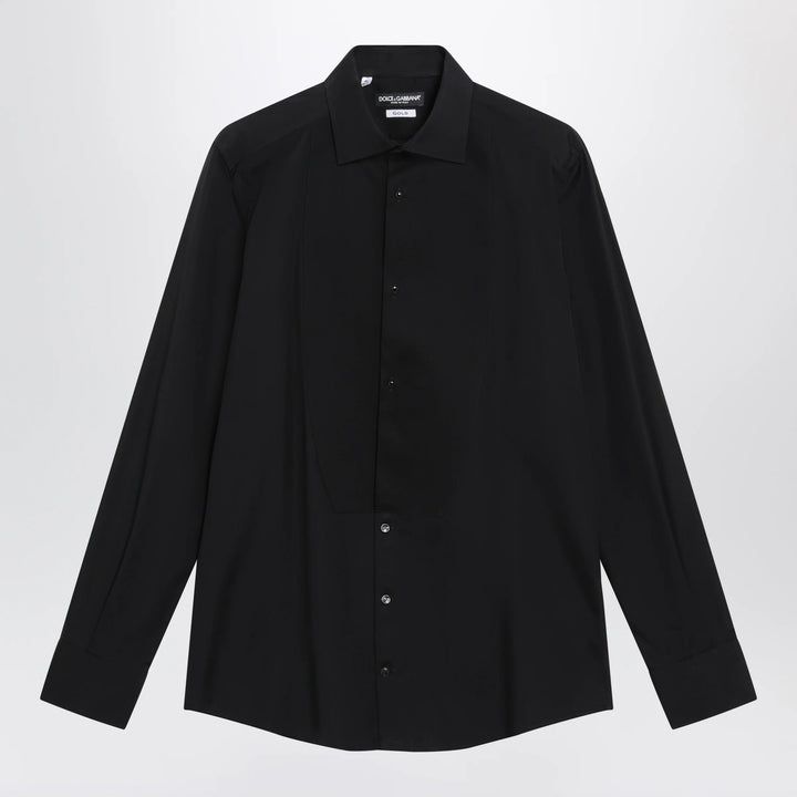 Dolce&amp;Gabbana - Gold-fit tuxedo shirt in cotton poplin, black