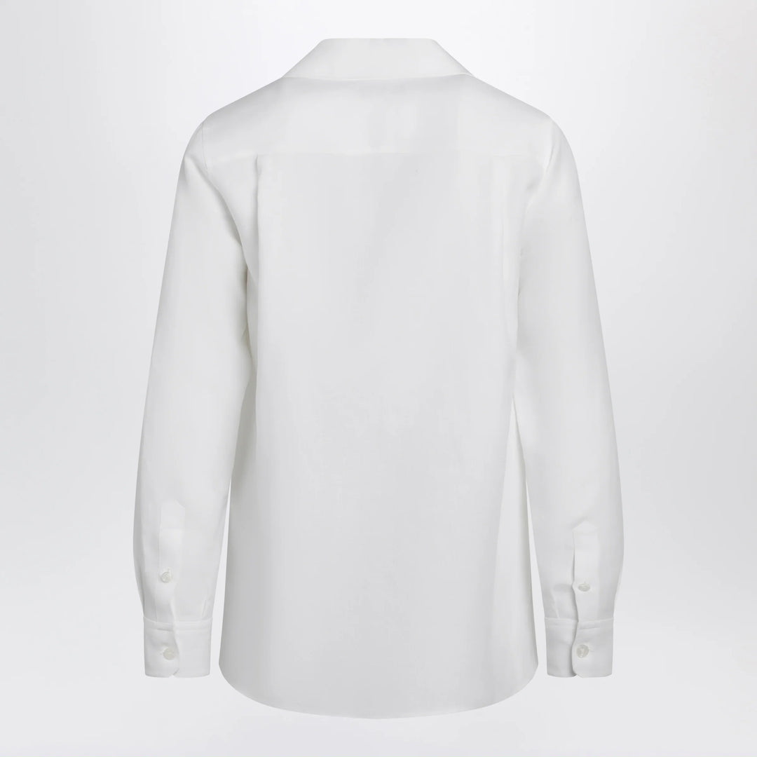 Dolce&amp;Gabbana - Long-sleeve V-neck linen shirt in optical white