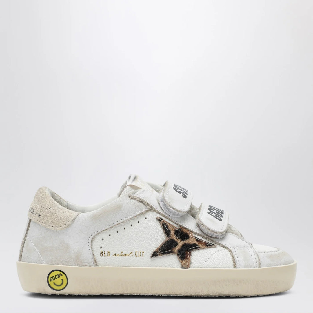 Golden Goose - Old School Sneakers in white with leopard-print star