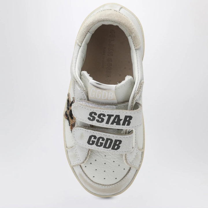 Golden Goose - Old School Sneakers in white with leopard-print star