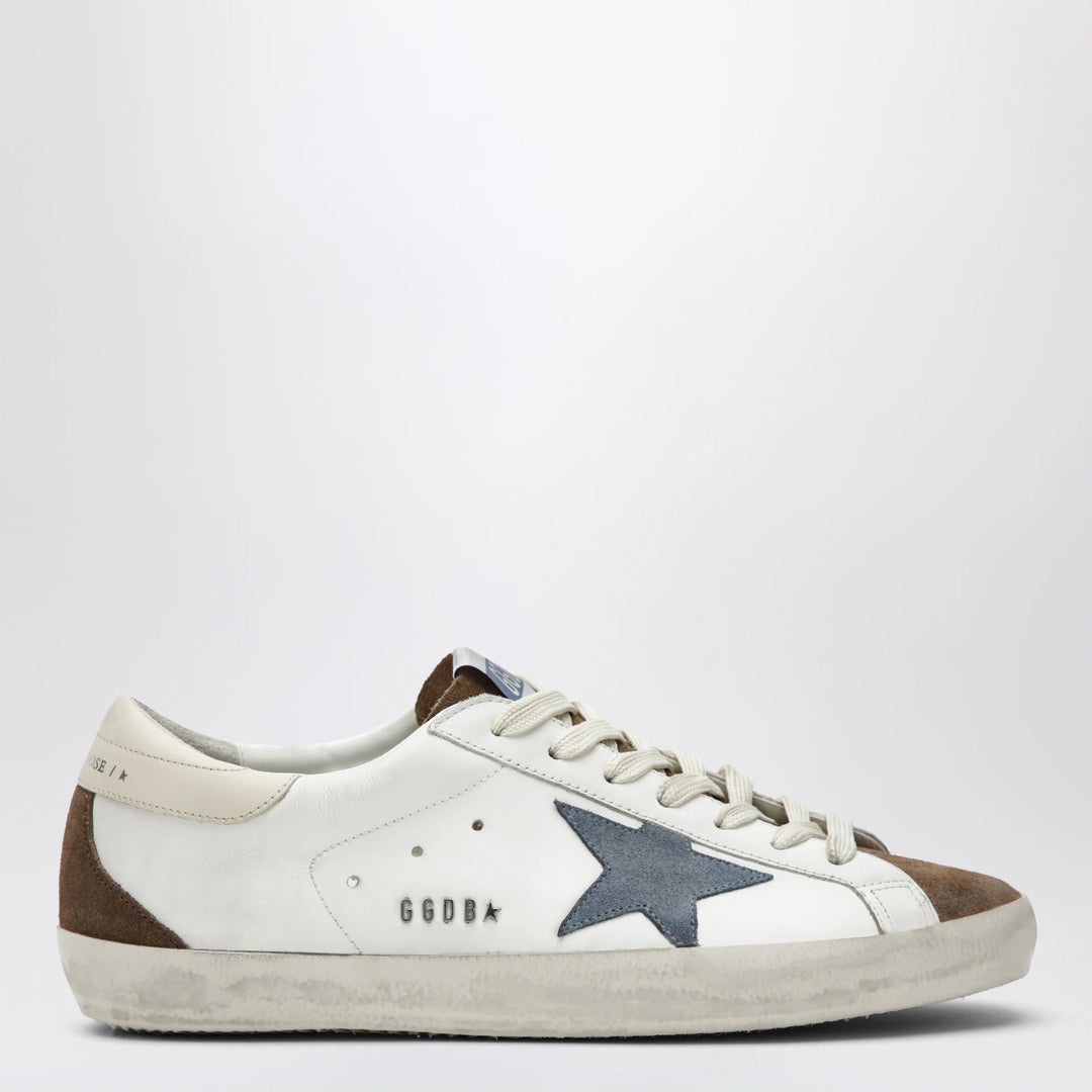 Golden Goose - Golden Goose Super-Star sneakers in white/brown/denim blue/cream