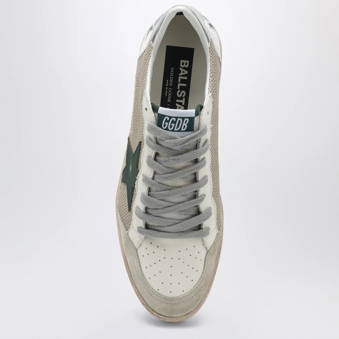 Golden Goose - Ballstar sneakers in white and green with vintage effect