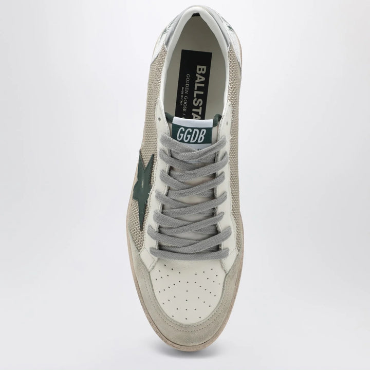 Golden Goose - Ballstar sneakers in white and green with vintage effect