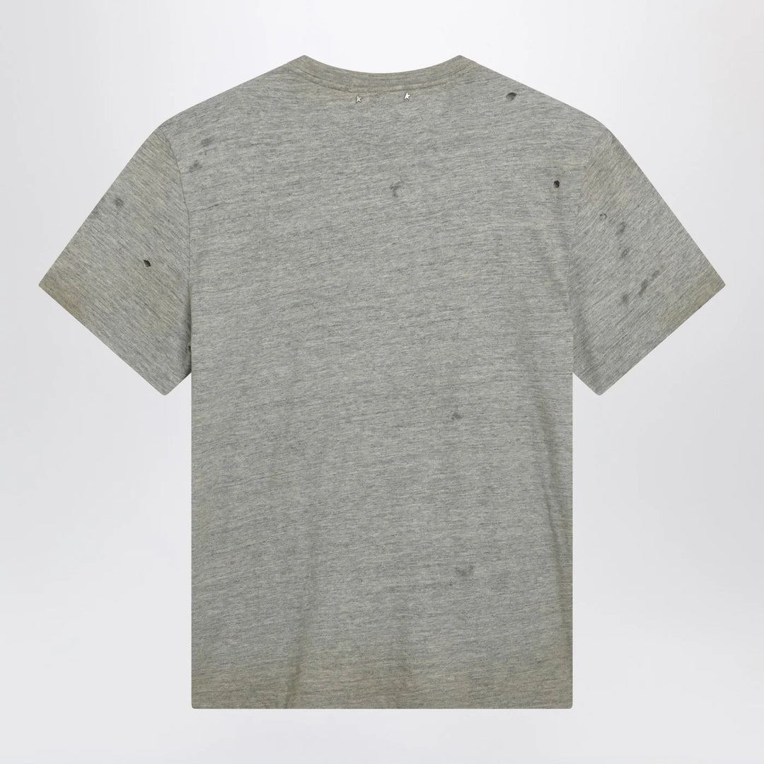 Golden Goose - Grey vintage-effect T-shirt with print