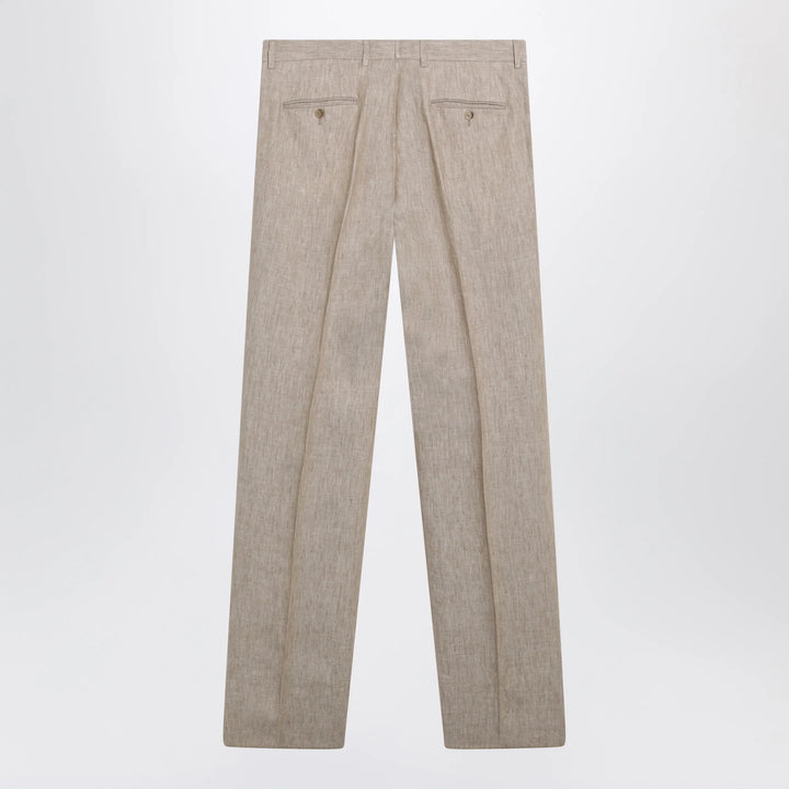 Dolce&amp;Gabbana - Classic linen twill trousers in beige/white mélange
