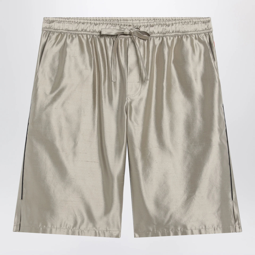 Dolce&amp;Gabbana - Bermuda shorts in beige silk satin