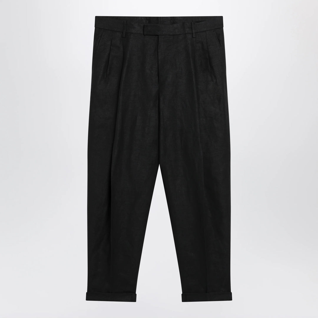 Dolce&amp;Gabbana - Black linen canvas trousers