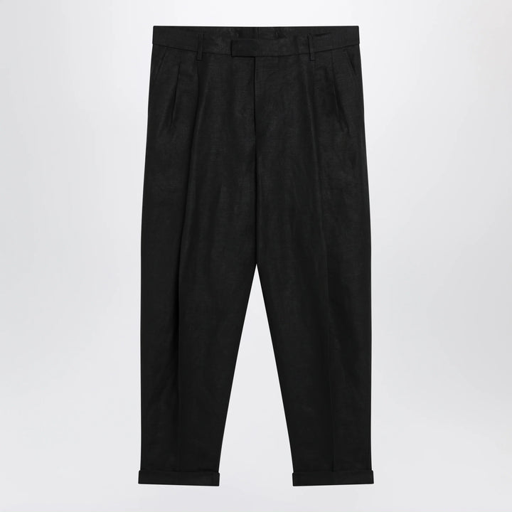 Dolce&amp;Gabbana - Black linen canvas trousers