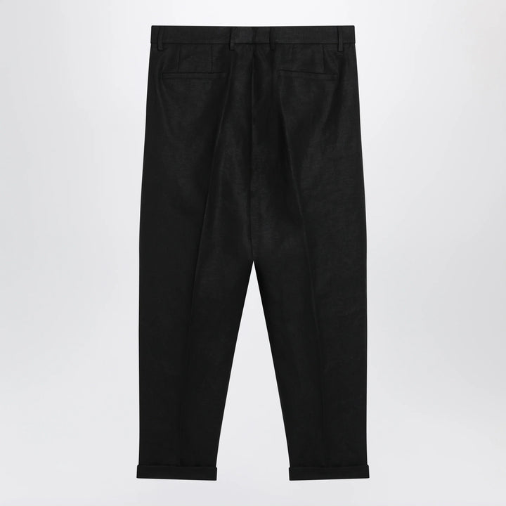 Dolce&amp;Gabbana - Black linen canvas trousers