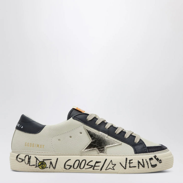 Golden Goose - White/blue May Sneakers with platinum star