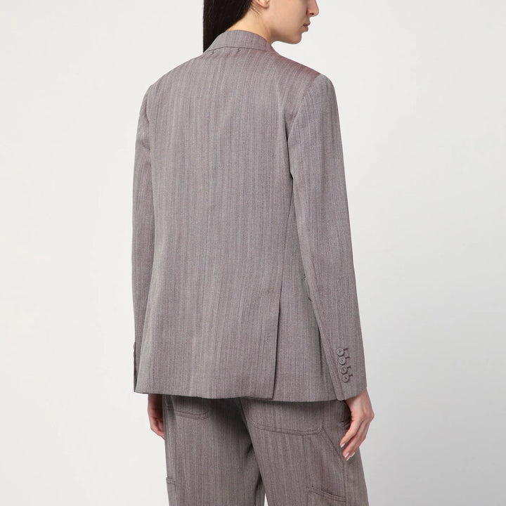 Golden Goose - Light brown double-breasted jacket in chevron wool blend