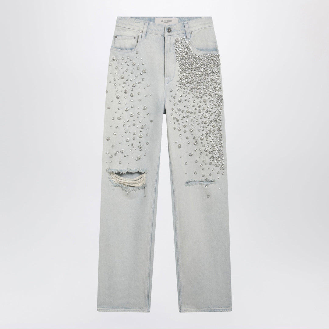Golden Goose - Light blue jeans with cabochon crystals