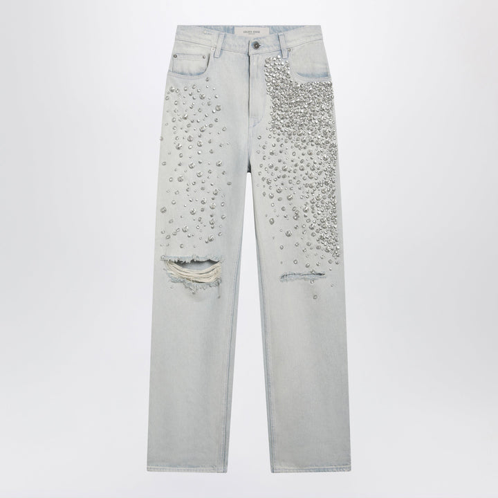 Golden Goose - Light blue jeans with cabochon crystals