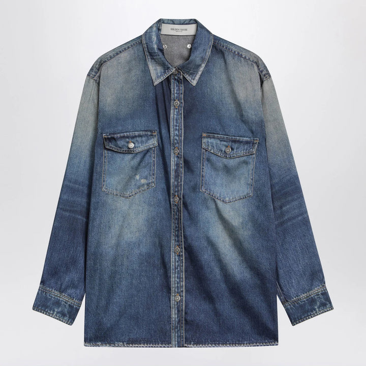 Golden Goose - Blue oversized Patty shirt with denim print