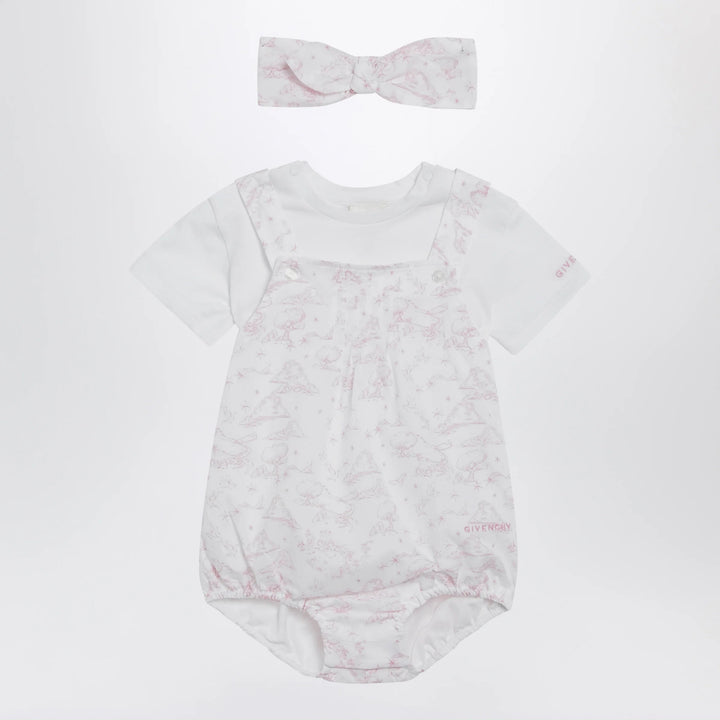 Givenchy - White/pink cotton romper with headband