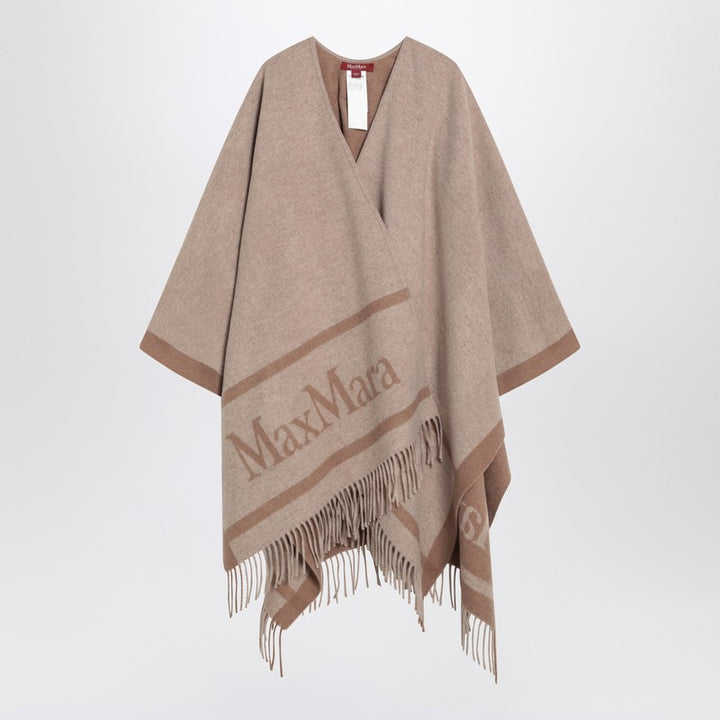 Max Mara Studio Sandy color jacquard wool poncho