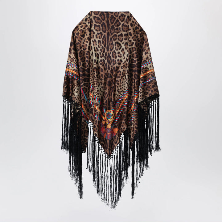Dolce&amp;Gabbana - Silk shawl with leopard print and fringes