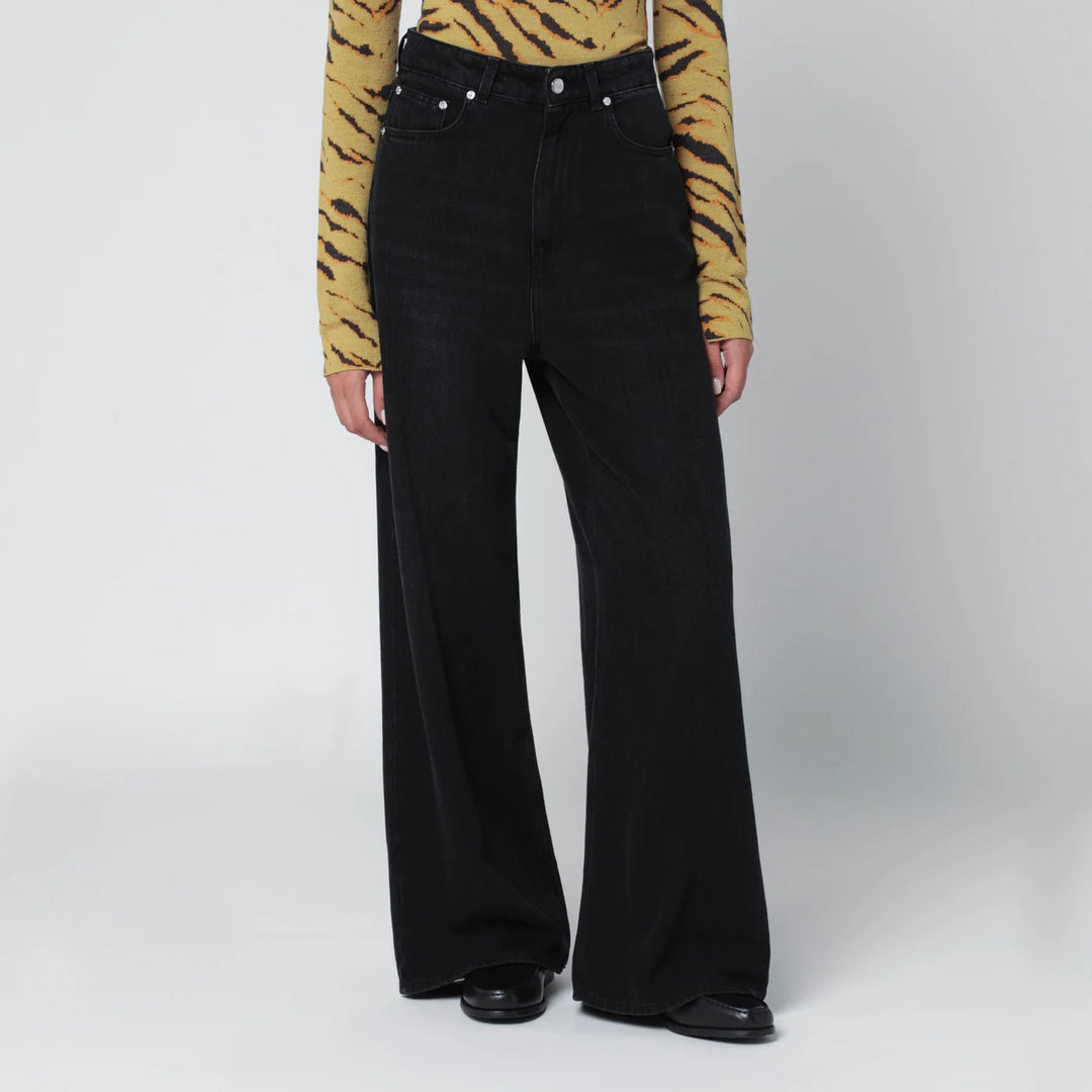 GANNI - Black washed-effect baggy jeans