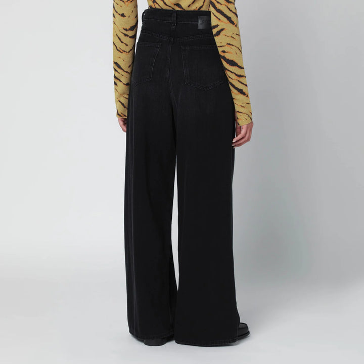 GANNI - Black washed-effect baggy jeans
