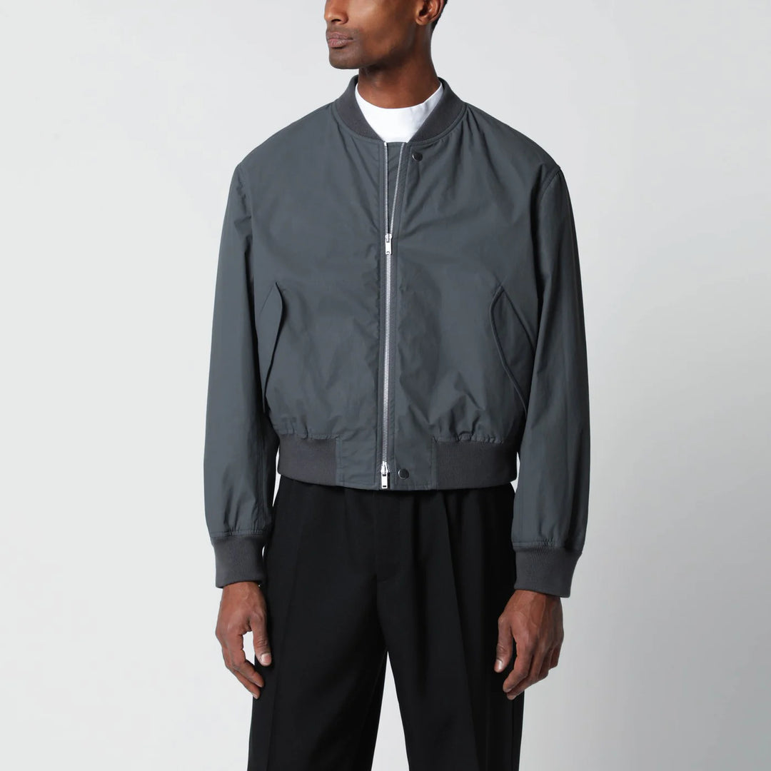 Jil Sander - Grey cotton zip-up bomber jacket