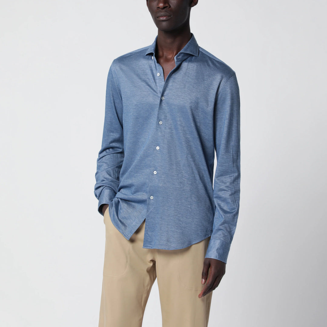 XACUS - Light Blue Cotton Blend Tailor Fit Shirt