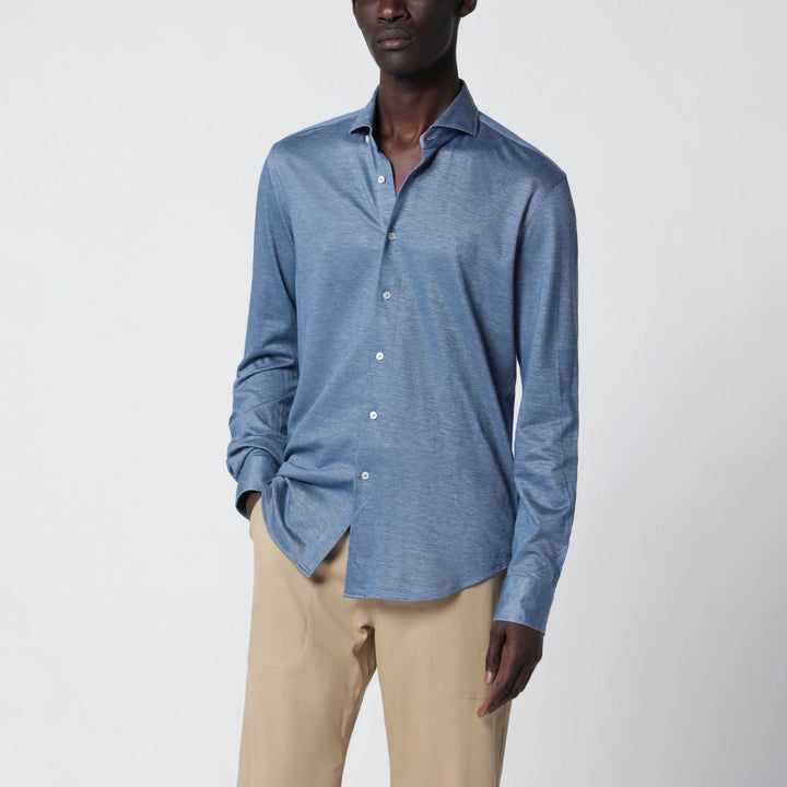 XACUS - Light Blue Cotton Blend Tailor Fit Shirt