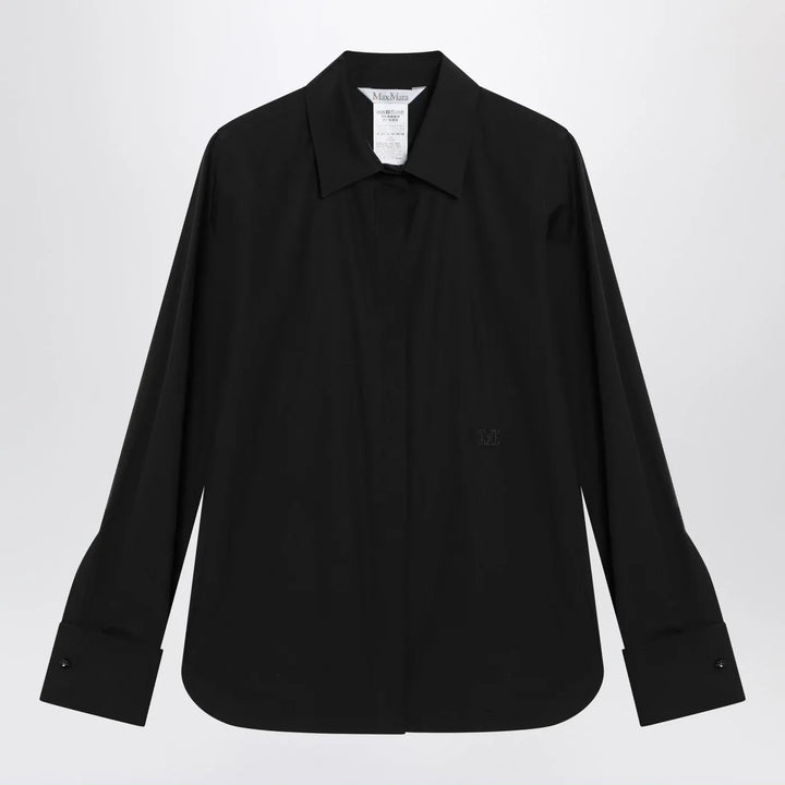 Max Mara - Black cotton shirt with logo Brand Shirts &amp; Tops 42  IT