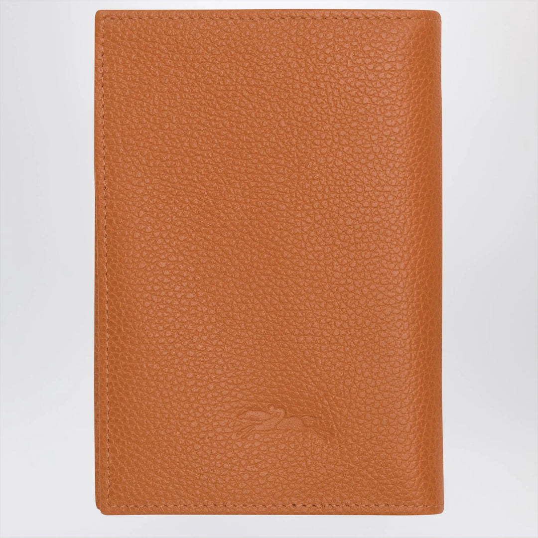 Longchamp - Le Foulonné amber-coloured passport case