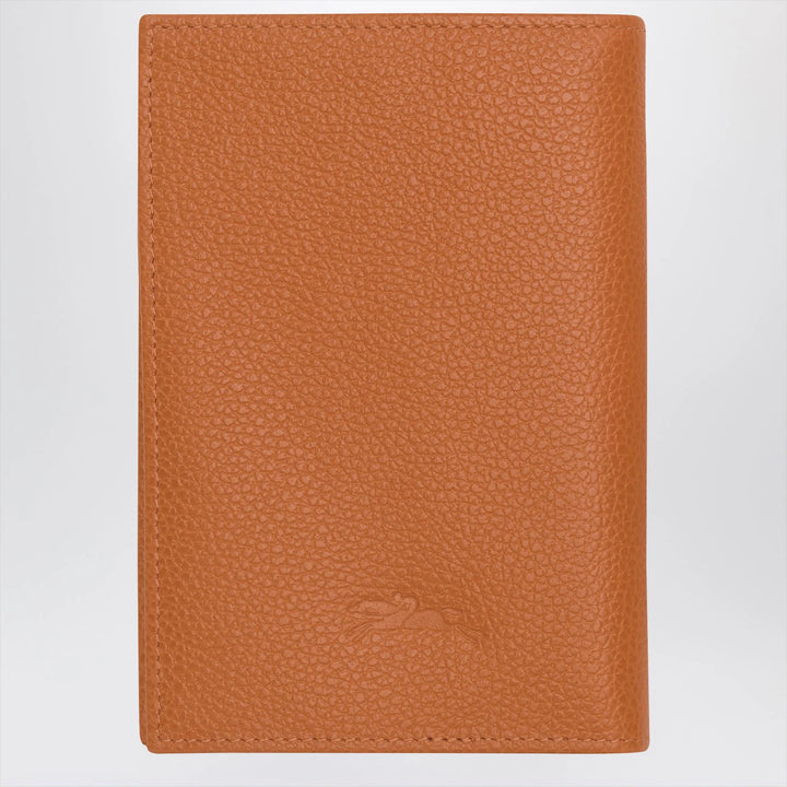 Longchamp - Le Foulonné amber-coloured passport case