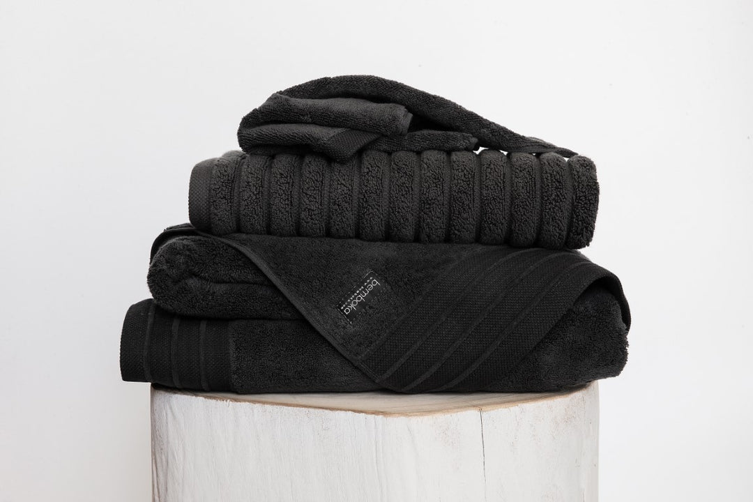 Bemboka Complete Set of Bath Sheets Pure Cotton - Jacquard Black